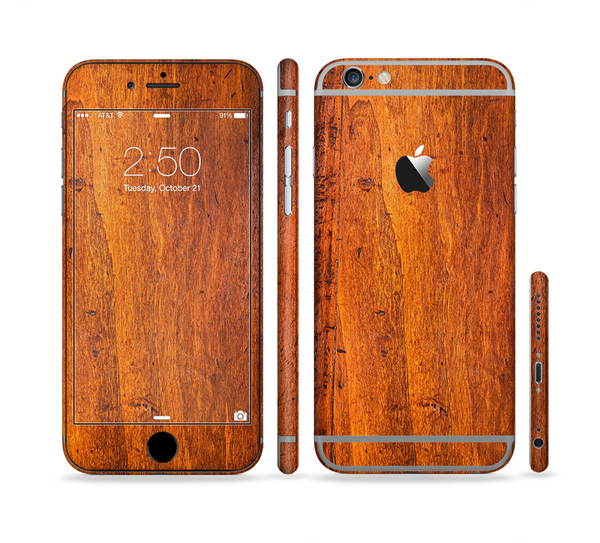 The Red Tinted WoodGrain Sectioned Skin Series for the Apple iPhone 6