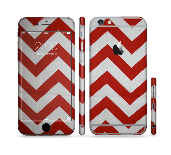 The Red Vintage Chevron Pattern Sectioned Skin Series for the Apple iPhone 6