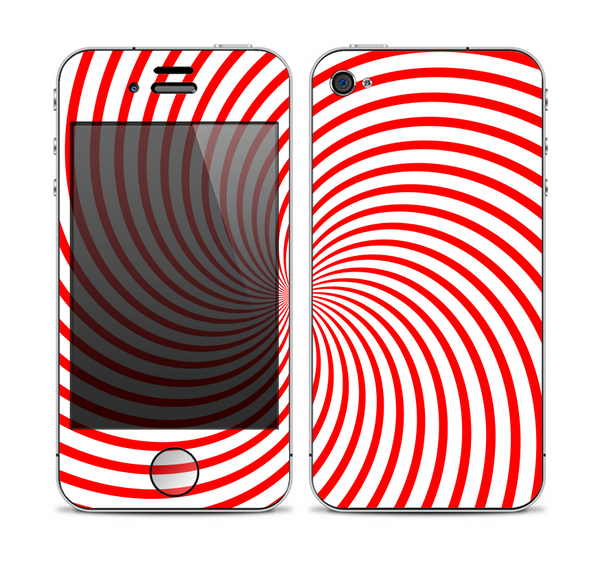 The Red & White Hypnotic Swirl Skin for the Apple iPhone 4-4s