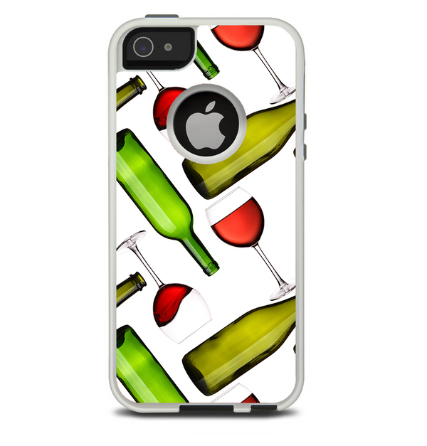 The Red Wine Bottles and Glasses Skin For The iPhone 5-5s Otterbox Commuter Case