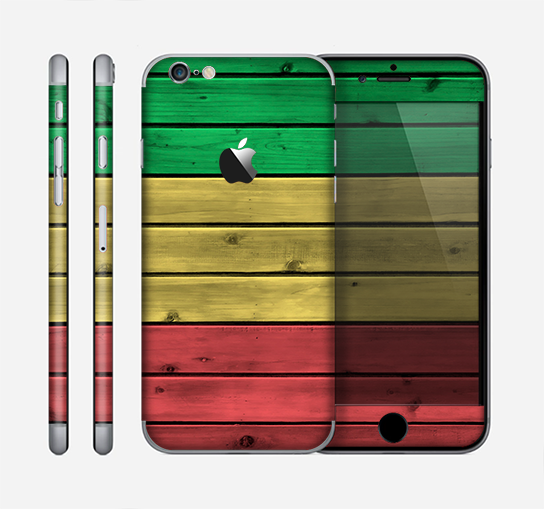 The Red, Yellow and Green Wood Planks Skin for the Apple iPhone 6