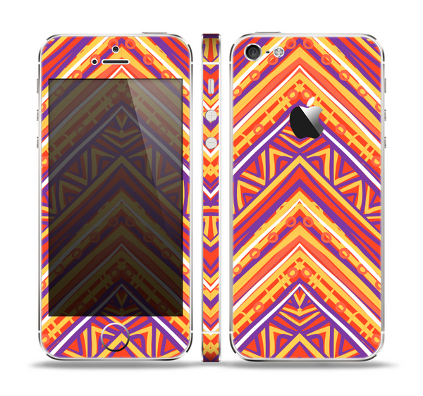 The Red, Yellow and Purple Vibrant Aztec Zigzags Skin Set for the Apple iPhone 5