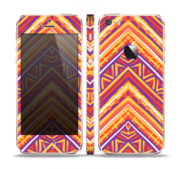 The Red, Yellow and Purple Vibrant Aztec Zigzags Skin Set for the Apple iPhone 5s