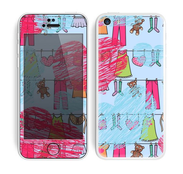 The Red and Blue Lopsided Loop-Hearts Skin for the Apple iPhone 5c