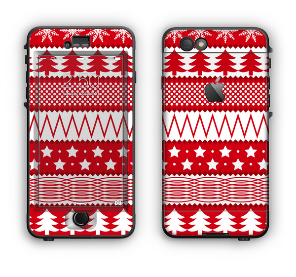 The Red and White Christmas Pattern Apple iPhone 6 Plus LifeProof Nuud Case Skin Set