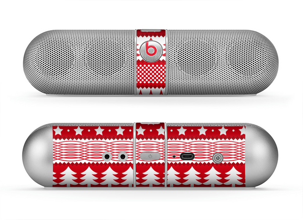 The Red and White Christmas Pattern Skin for the Beats by Dre Pill Bluetooth Speaker