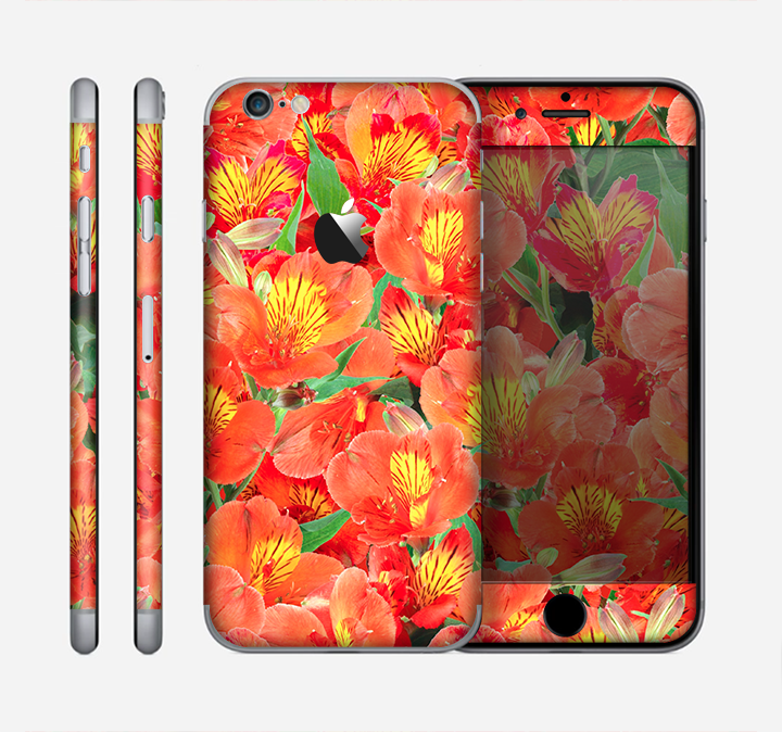 The Red and Yellow Watercolor Flowers Skin for the Apple iPhone 6