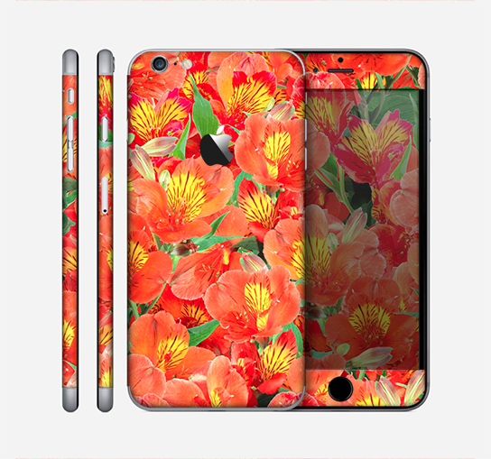 The Red and Yellow Watercolor Flowers Skin for the Apple iPhone 6 Plus