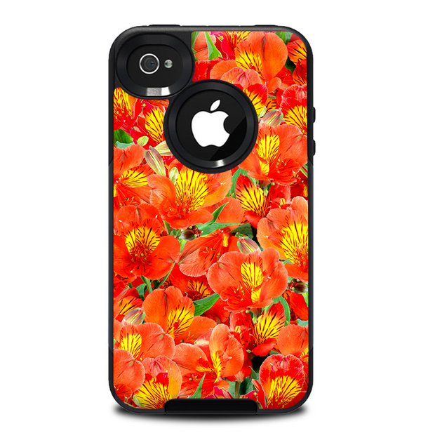 The Red and Yellow Watercolor Flowers Skin for the iPhone 4-4s OtterBox Commuter Case