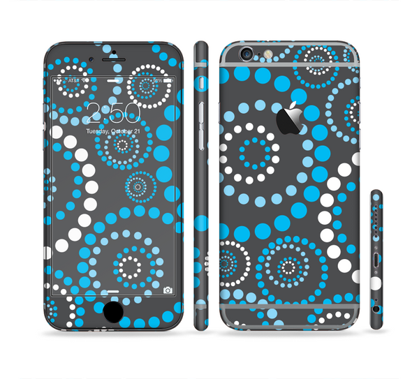 The Retro Blue Circle-Dotted Pattern Sectioned Skin Series for the Apple iPhone 6