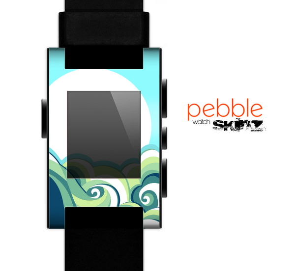 The Retro Blue Vintage Vector Wave Skin for the Pebble SmartWatch