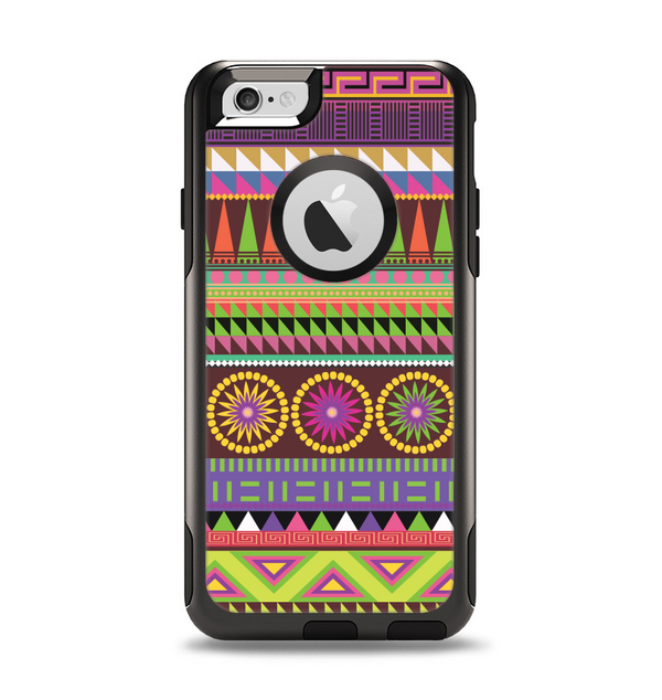 The Retro Colored Modern Aztec Pattern V63 Apple iPhone 6 Otterbox Commuter Case Skin Set