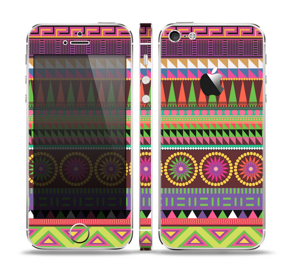 The Retro Colored Modern Aztec Pattern V63 Skin Set for the Apple iPhone 5