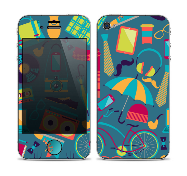 The Retro Colorful Hipster Pattern V2 Skin for the Apple iPhone 4-4s