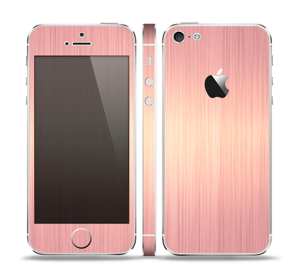 The Rose Gold Brushed Surface Skin Set for the Apple iPhone 5