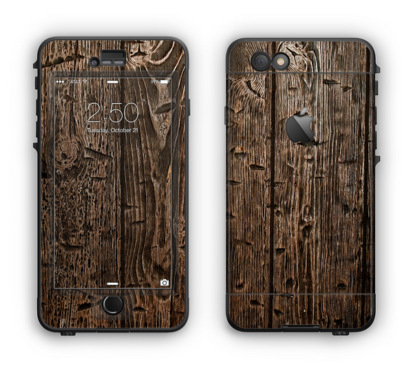 The Rough Textured Dark Wooden Planks Apple iPhone 6 Plus LifeProof Nuud Case Skin Set