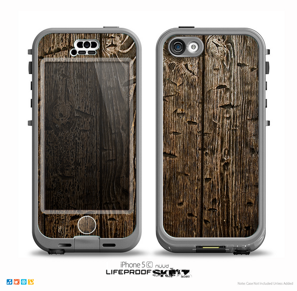 The Rough Textured Dark Wooden Planks Skin for the iPhone 5c nüüd LifeProof Case