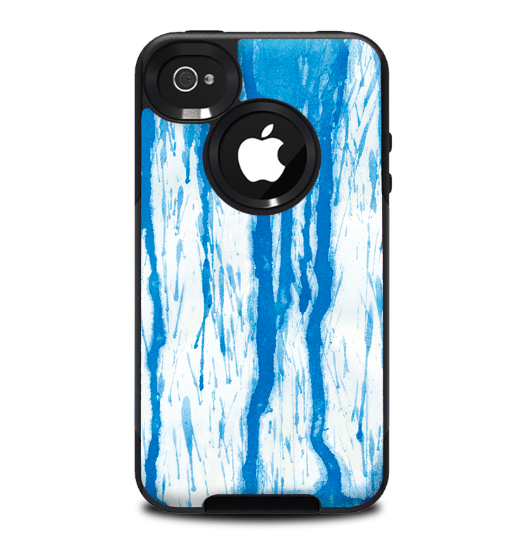The Running Blue WaterColor Paint Skin for the iPhone 4-4s OtterBox Commuter Case