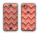 The Scratched Coral & Brown Layered Chevron V2 Apple iPhone 6 Plus LifeProof Nuud Case Skin Set