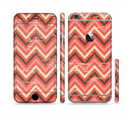 The Scratched Coral & Brown Layered Chevron V2 Sectioned Skin Series for the Apple iPhone 6
