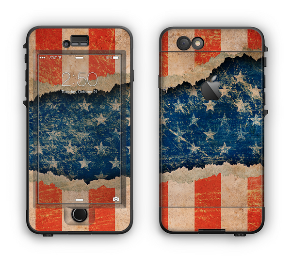 The Scratched Surface Peeled American Flag Apple iPhone 6 Plus LifeProof Nuud Case Skin Set