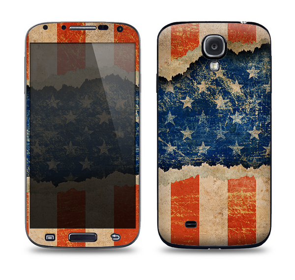 The Scratched Surface Peeled American Flag Skin For The Samsung Galaxy S4