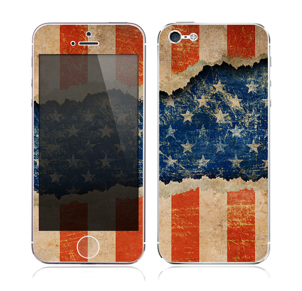 The Scratched Surface Peeled American Flag Skin for the Apple iPhone 5