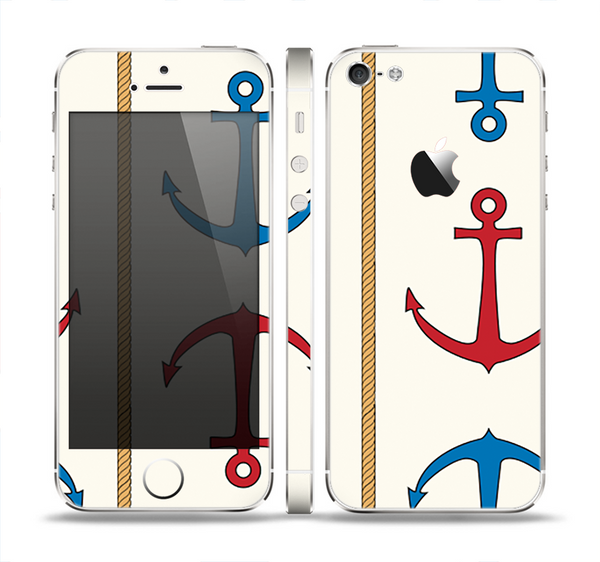 The Scratched Vintage Red Anchor Skin Set for the Apple iPhone 5