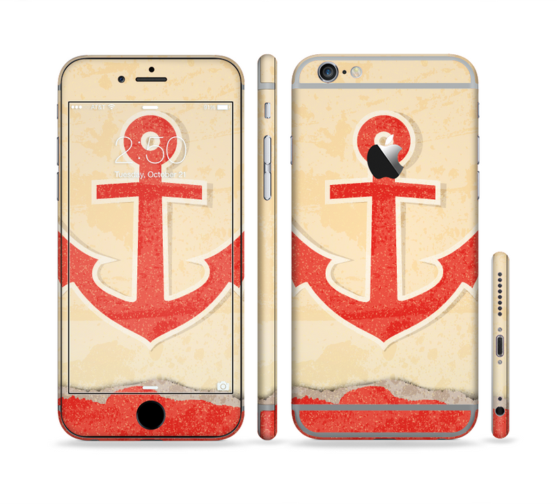The Scratched Vintage Red Anchor Sectioned Skin Series for the Apple iPhone 6 Plus
