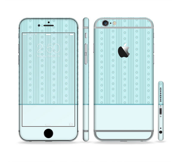 The Seamless Blue Subtle Floral Strips Sectioned Skin Series for the Apple iPhone 6 Plus