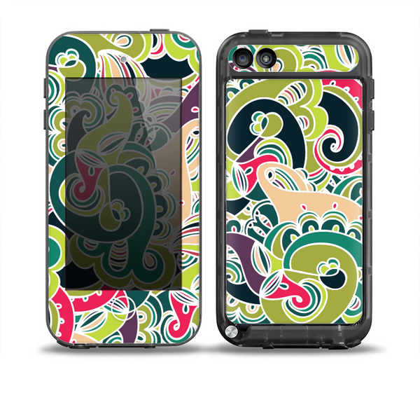 The Shades of Green Swirl Pattern V32 Skin for the iPod Touch 5th Generation frē LifeProof Case