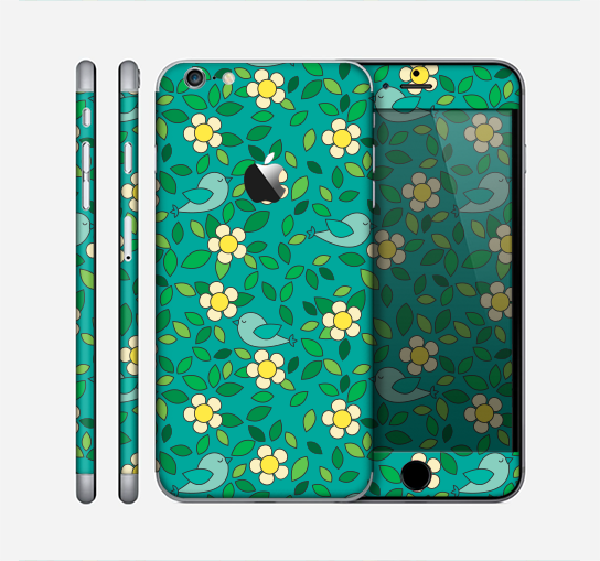 The Shades of Green Vector Flower-Bed Skin for the Apple iPhone 6 Plus