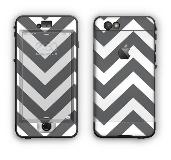 The Sharp Gray & White Chevron Pattern Apple iPhone 6 Plus LifeProof Nuud Case Skin Set