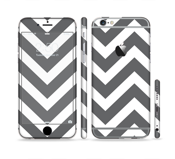 The Sharp Gray & White Chevron Pattern Sectioned Skin Series for the Apple iPhone 6