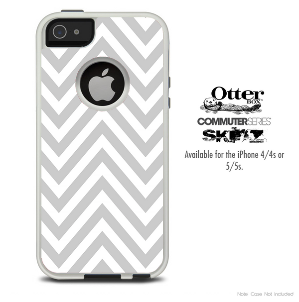 The Sharp Gray & White Chevron Skin For The iPhone 4-4s or 5-5s Otterbox Commuter Case