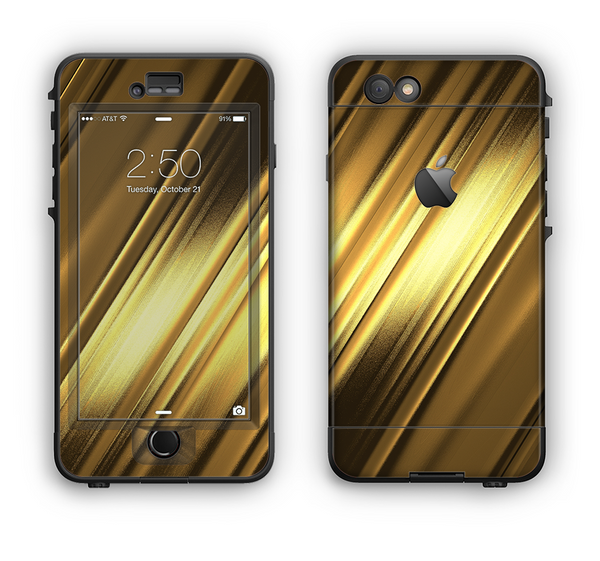 The Shimmering Slanted Gold Texture Apple iPhone 6 Plus LifeProof Nuud Case Skin Set