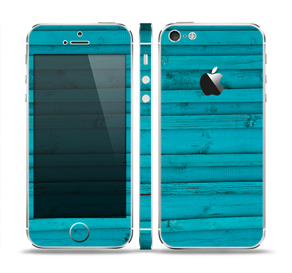 The Signature Blue Wood Planks Skin Set for the Apple iPhone 5
