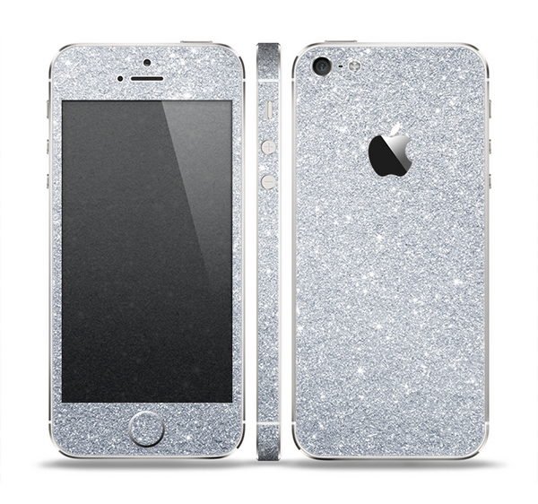 The Silver Sparkly Glitter Ultra Metallic Skin Set for the Apple iPhone 5