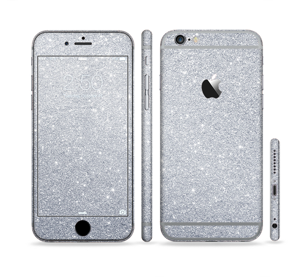 The Silver Sparkly Glitter Ultra Metallic Sectioned Skin Series for the Apple iPhone 6