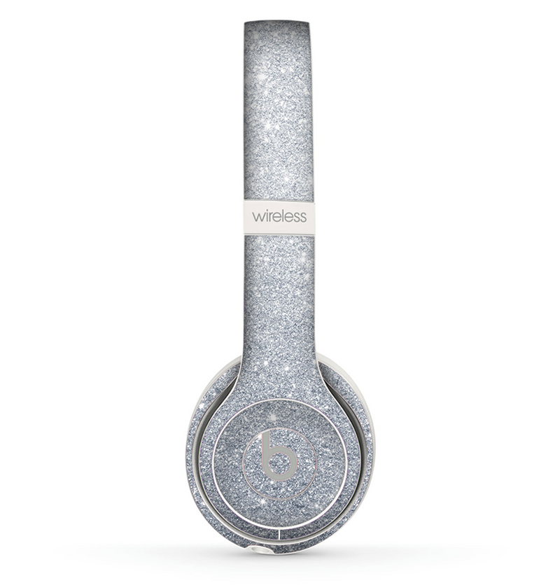 The Silver Sparkly Glitter Ultra Metallic Skin Set for the Beats by Dre Solo 2 Wireless Headphones