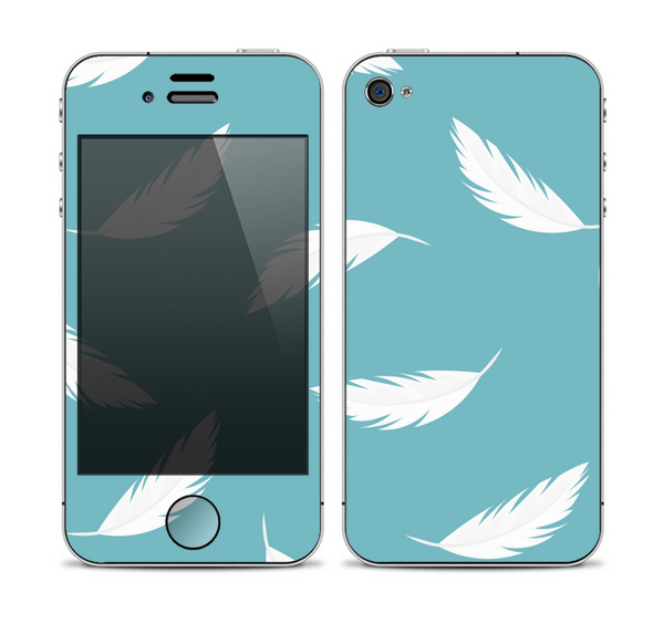The Simple White Feathered Blue Skin for the Apple iPhone 4-4s