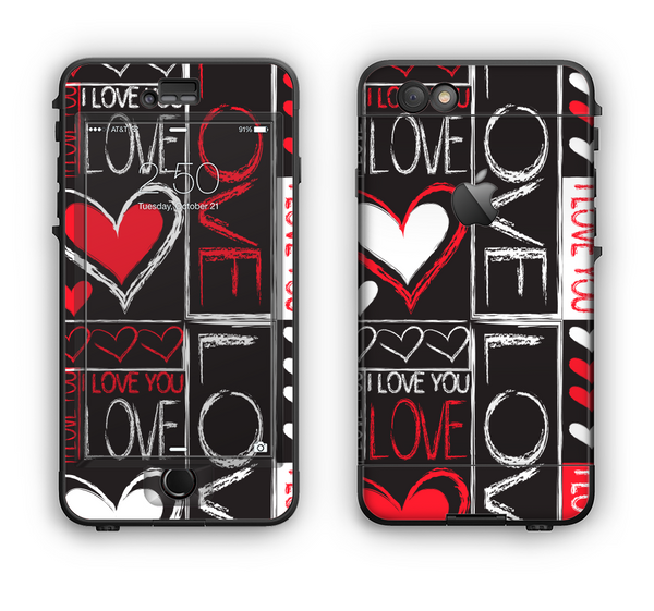 The Sketch Love Heart Collage Apple iPhone 6 Plus LifeProof Nuud Case Skin Set