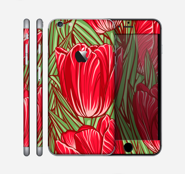 The Sketched Pink & Green Tulips Skin for the Apple iPhone 6 Plus