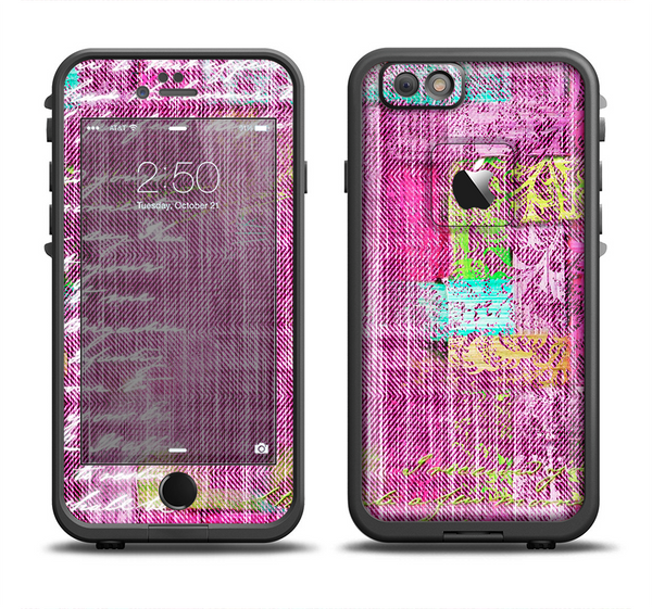 The Sketched Pink Word Surface Apple iPhone 6 LifeProof Fre Case Skin Set