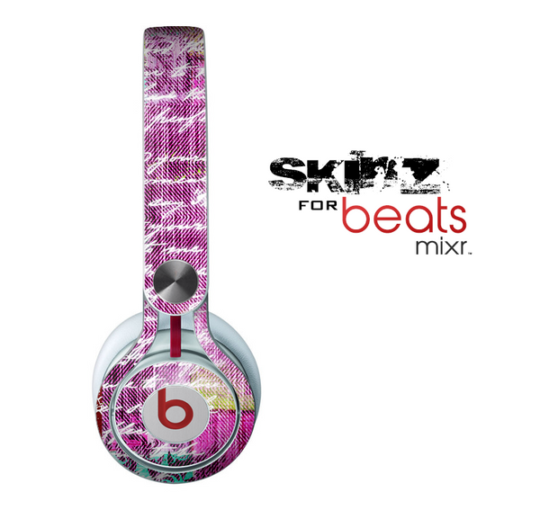 The Sketched Pink Word Surface Skin for the Beats by Dre Mixr Headphones