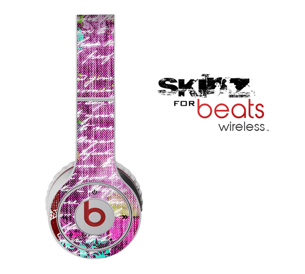 The Sketched Pink Word Surface Skin for the Beats by Dre Wireless Headphones