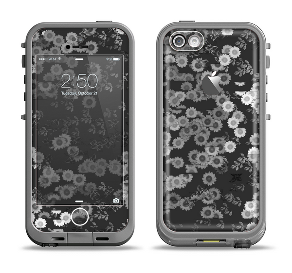 The Small Black and White Flower Sprouts Apple iPhone 5c LifeProof Fre Case Skin Set