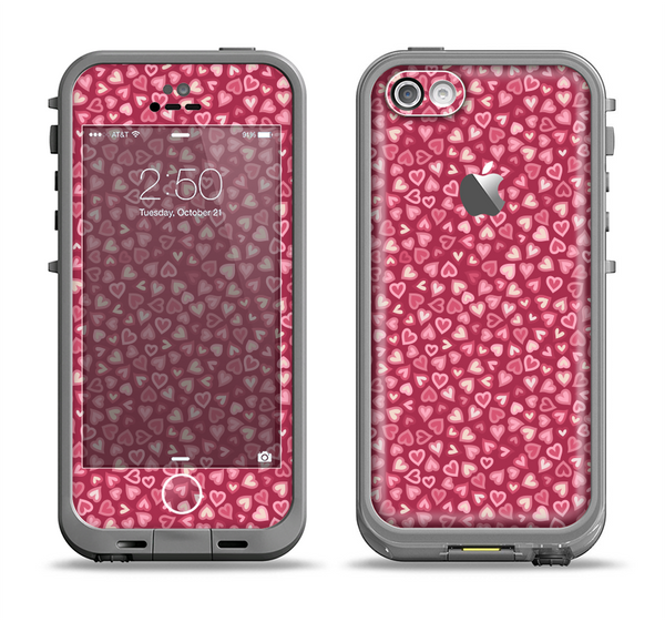 The Small Pink Hearts Collage Apple iPhone 5c LifeProof Fre Case Skin Set