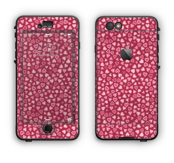 The Small Pink Hearts Collage Apple iPhone 6 Plus LifeProof Nuud Case Skin Set