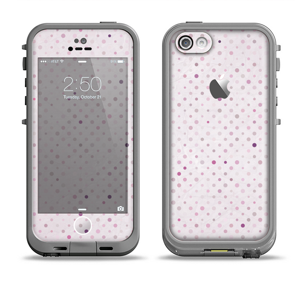 The Small Pink Polkadotted Surface Apple iPhone 5c LifeProof Fre Case Skin Set